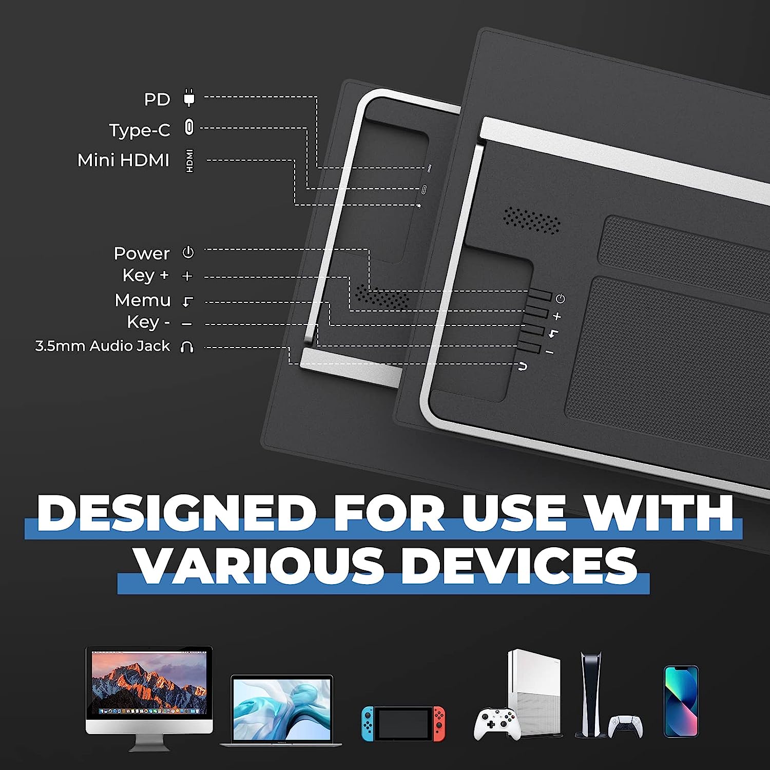 Lastcreate Portable Monitor 15.6 Inch FHD 1080P Built-in Foldable Kickstand Portable Screen - Image 4