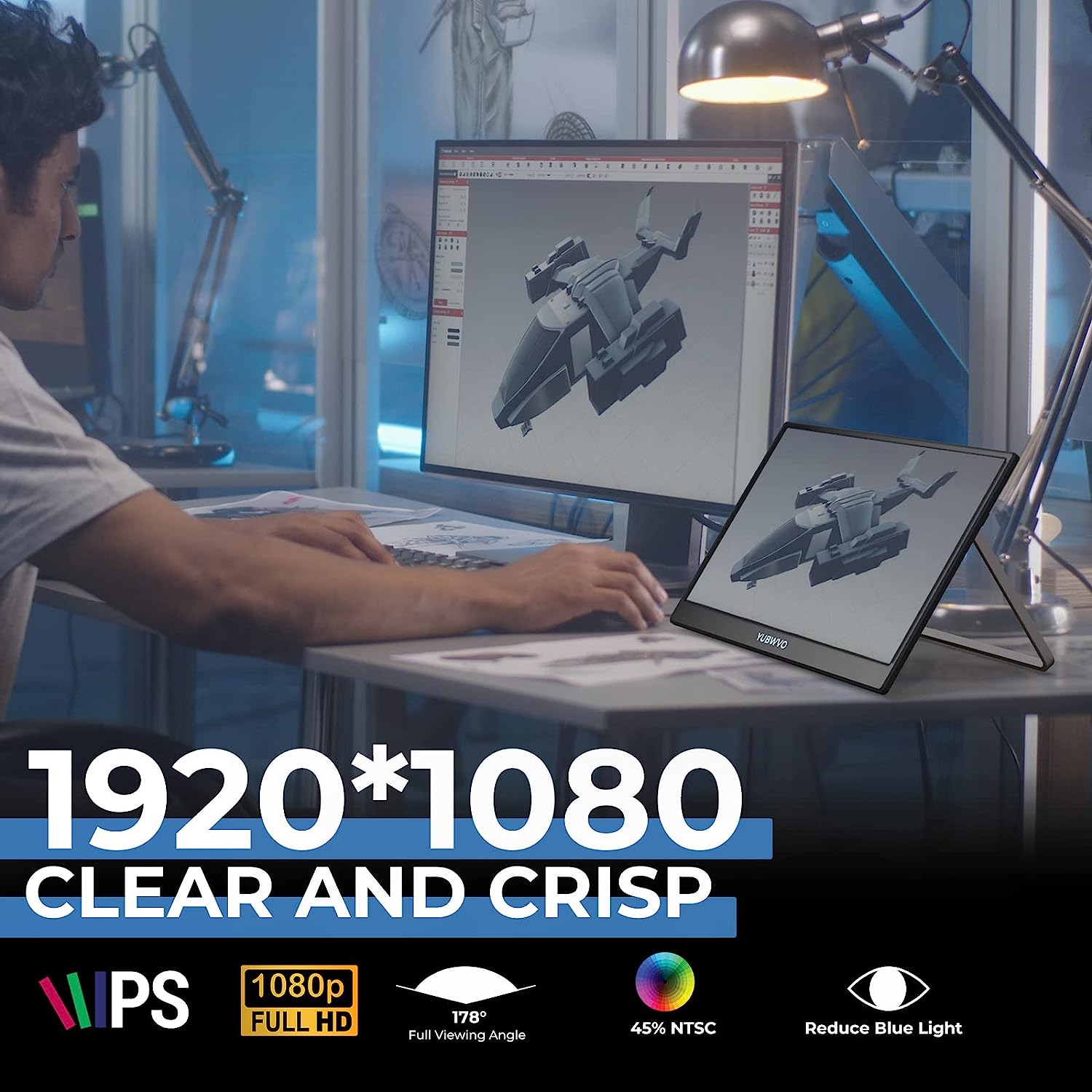 Lastcreate Portable Monitor 15.6 Inch FHD 1080P Built-in Foldable Kickstand Portable Screen - Image 6