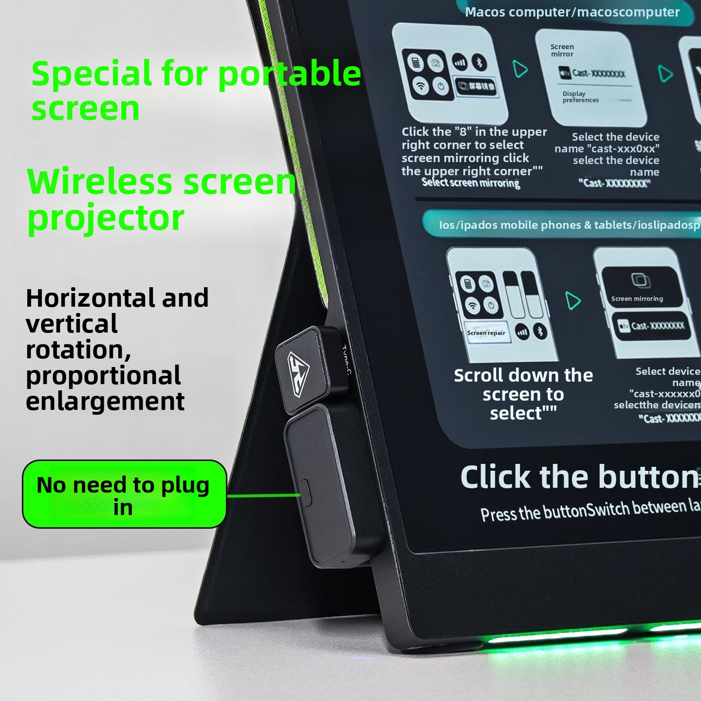 Wireless HDMI Display Dongle Adapter Portable Transmitter Streaming Media VideoAudioFile HDMI Wireless Extender From Smartphone