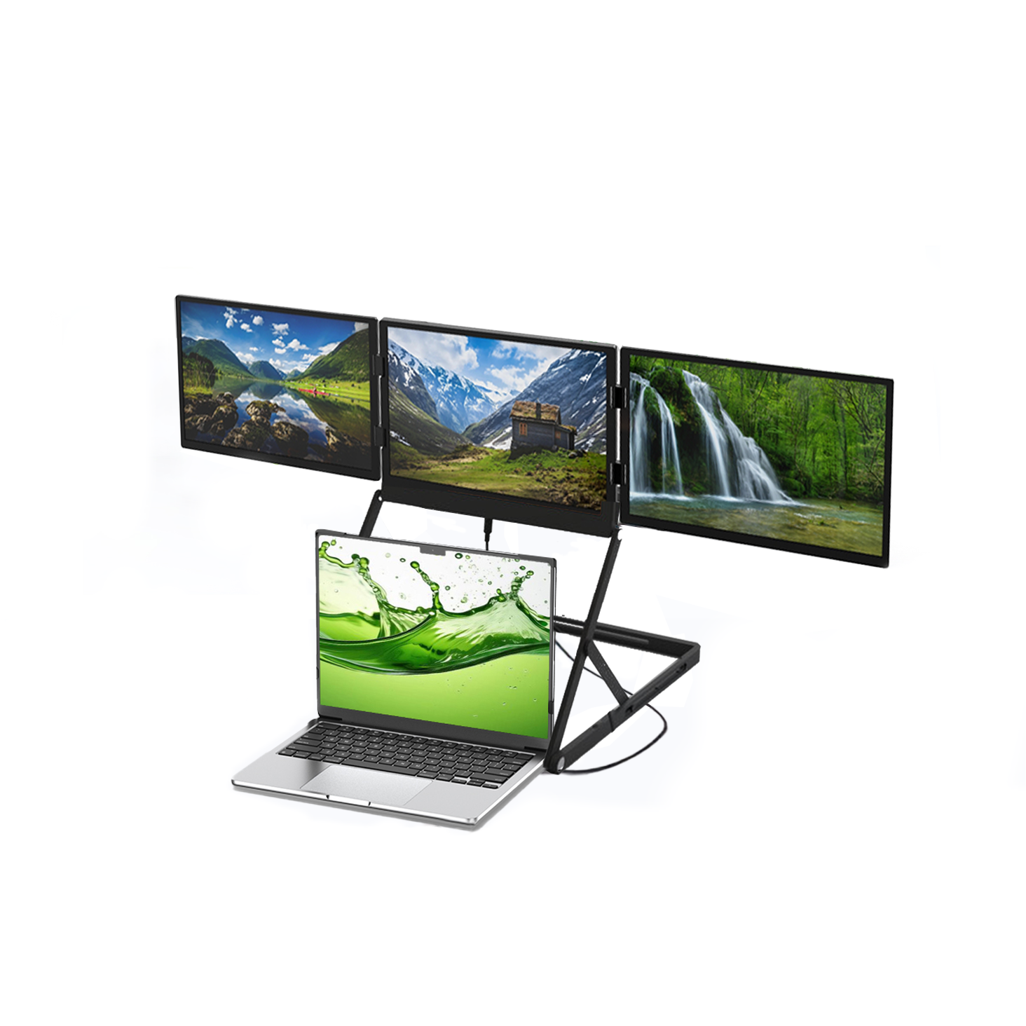 TriCreate Lite 14"Triple Screen Monitor Quad Screen Extender IPS Type-C Connection Foldable Bracket for Laptop Fordable