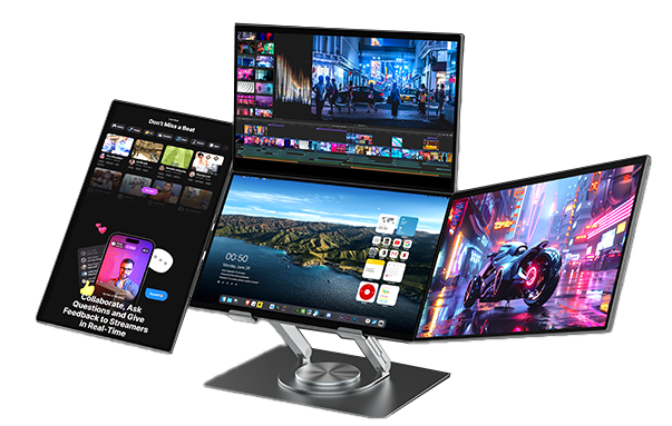 Next-Gen 4-Screen Productivity 18.5 Inch Portable Triple Laptop Monitor Type C Easy Carry One Cable Connection Screen Extender