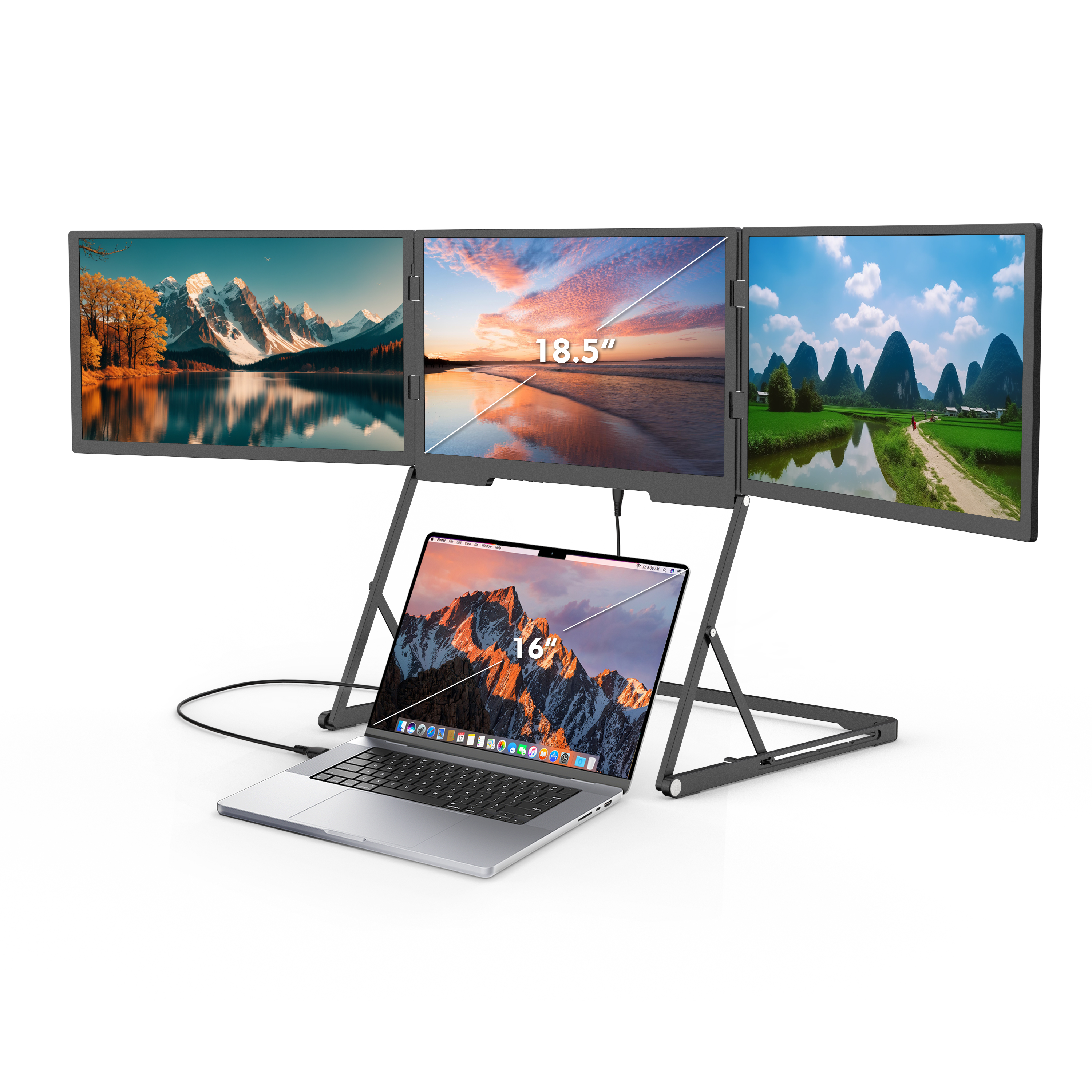18.5" Laptop Screen Extender triple screen monitor Display with IPS LED 1080P FHD QUADCREATE TRICREATE OEM CUSTOMIZATION TYPE C